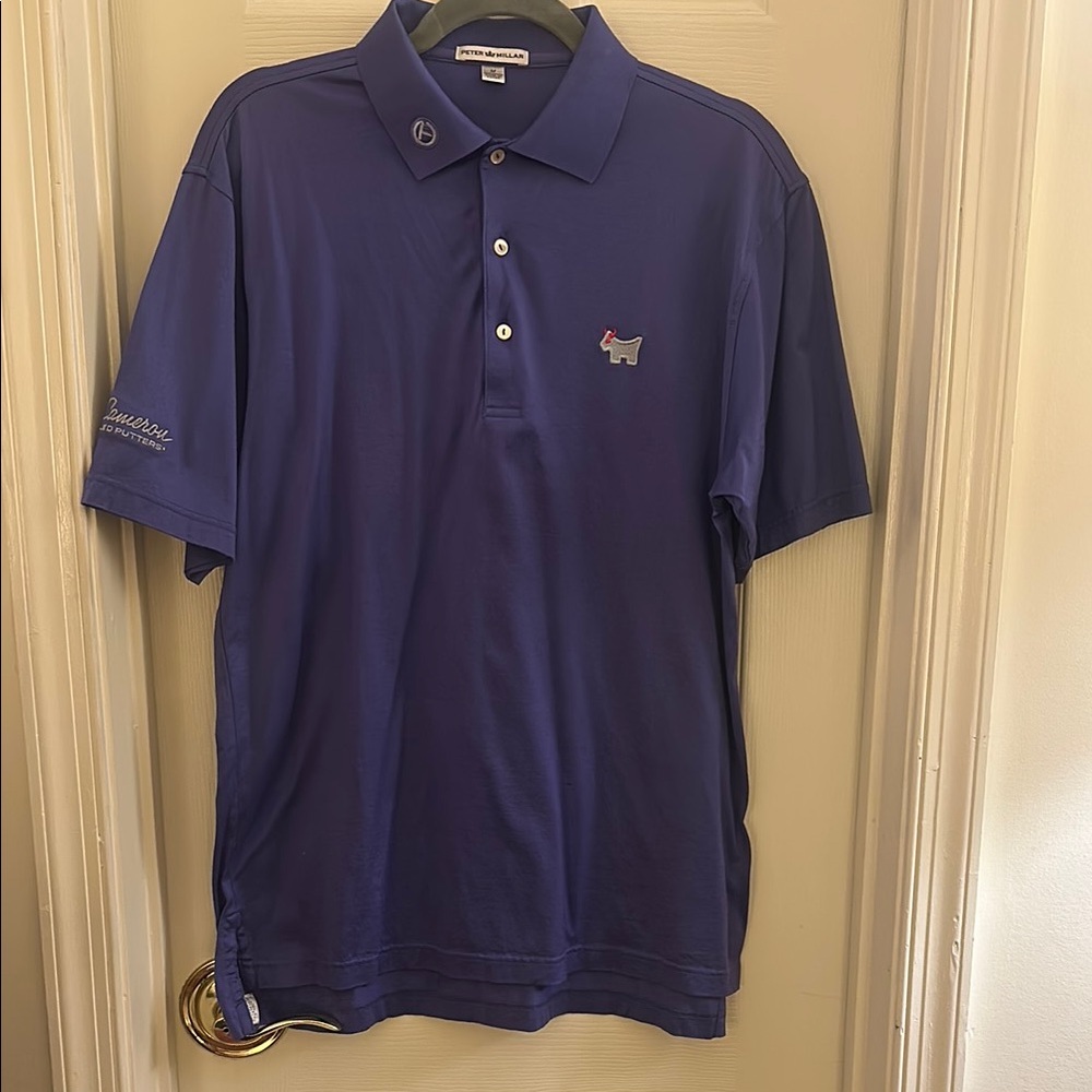 Peter Millar purple knit bull emblem Scotty Cameron  Polo Shirt Classic Style